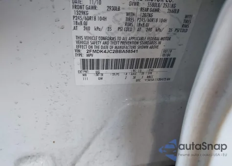 2011 Ford Edge Sel from USA, damaged, VIN 2FMDK4JC2BBA58541